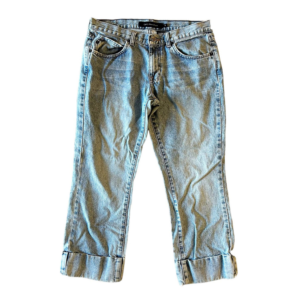 Calvin Klein Light Wash Cuffed Capri Pants Womens Size 8